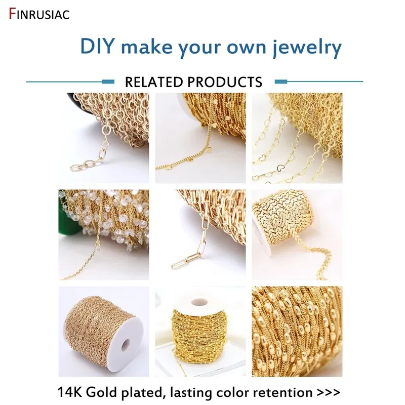 Color: green, Size: S - 14K Real Gold Plated Brass Metal Thick 1.5mm Round Cuban Chain For Jewelry Making DIY Necklace Bracelet Chains Findings