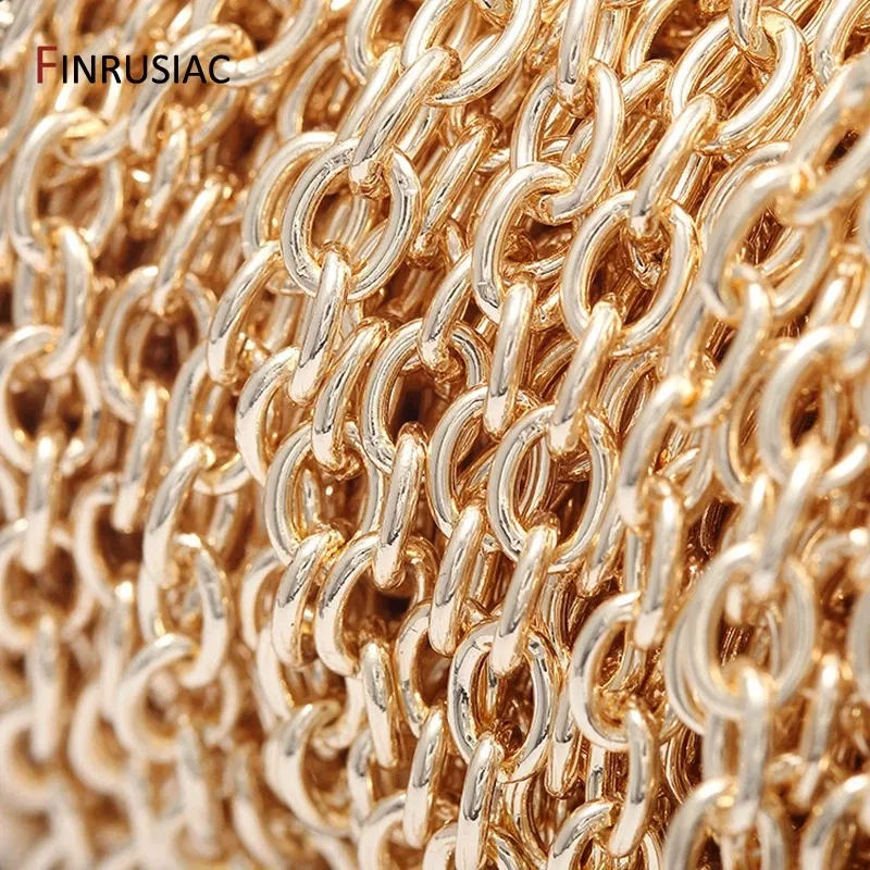 Color: green, Size: S - 14K Real Gold Plated Brass Metal Thick 1.5mm Round Cuban Chain For Jewelry Making DIY Necklace Bracelet Chains Findings