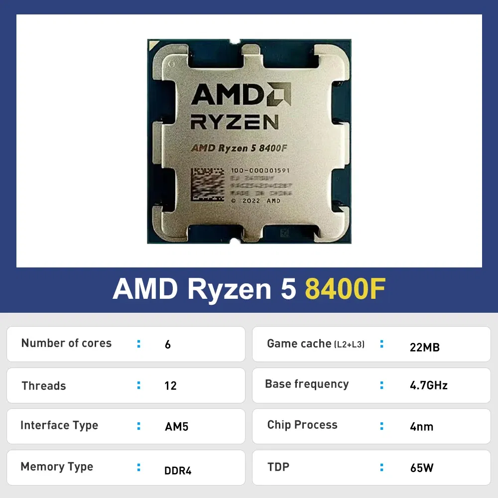 AMD Ryzen 5 8400F R5 8400F New 6 Cores 12 Threads 4.2GHz Desktop computer processor with AM5 Socket CPU