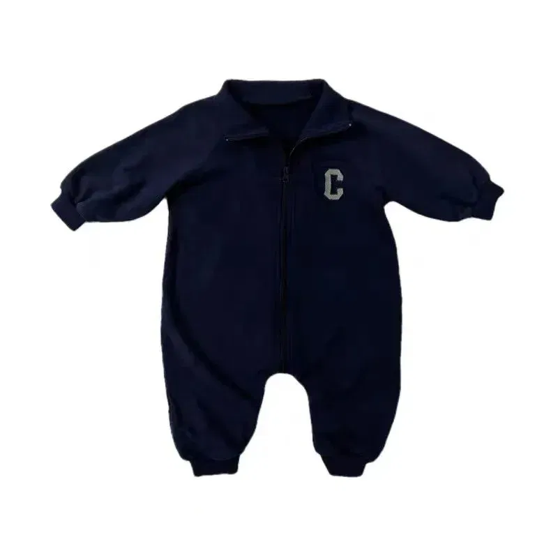 Color: GRAY, Kid Size: 24M - MILANCEL Autumn Baby Clothes Letter Print Boys Rompers Front Zipper Infant Boys Jumpsuits Toddler Outfit