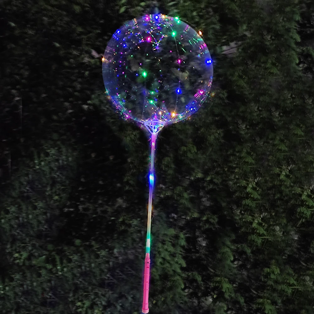 Color: Laser, Ballon Size: 10inch, Shape: Number - 1/5/10/20/30pcs LED Light Up BoBo Balloons Colorful 3 Levels Flashing Handle 20 Inches Bubble Balloon 70cm Stick