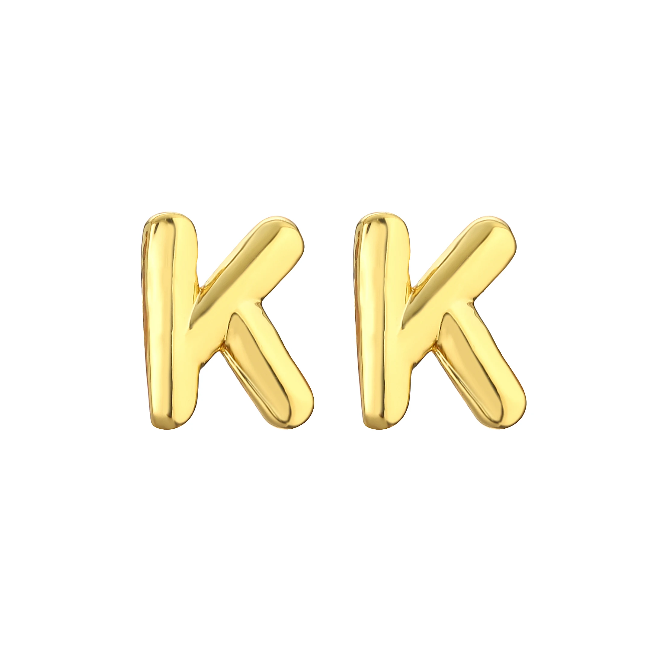 Metal Color: Light Yellow Gold Color, Ships From: CHINA, Main Stone Color: Beige - HECHENG,Initial Letter Earring For Women Men  A-Z 26 Letters Stud Earrings,Brass 18K Plated ear stud Jewelry