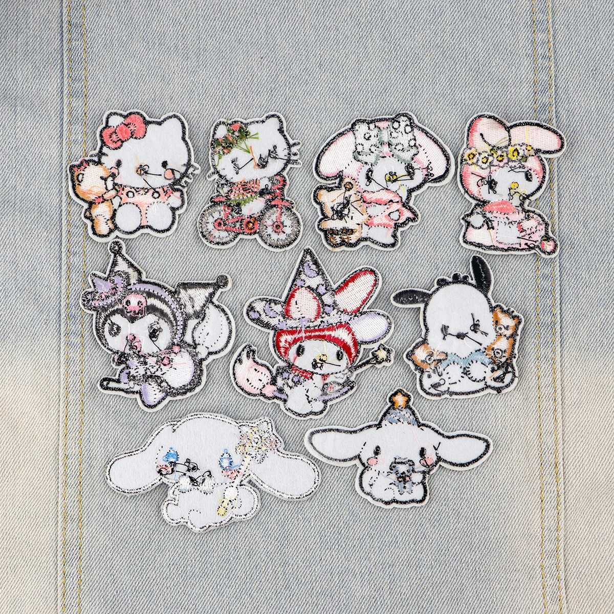 Color: Antique Brass - Anime White Dog Patches for Clothing Kawaii Embroidered Patches on Clothes Stickers DIY Ironing Appliques Jacket Jeans Stripes