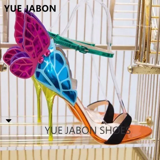 Color: Army Green, Shoe Size: 10 - Women Summer Sandals Fashion Embroidered Satin Butterfly High Heeled Footwear Adjustable Ankle Strap Shoes Women high heels