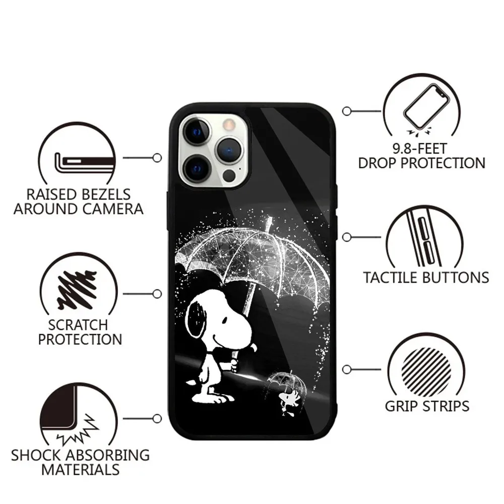 Color: Clear, Material: Denim - Anime Cartoon-S-Snoopy-s Phone Case For iPhone 16,15,14,13,12,11,Plus,Pro,Max,Mini Magsafe Magnetic Wireless Charging