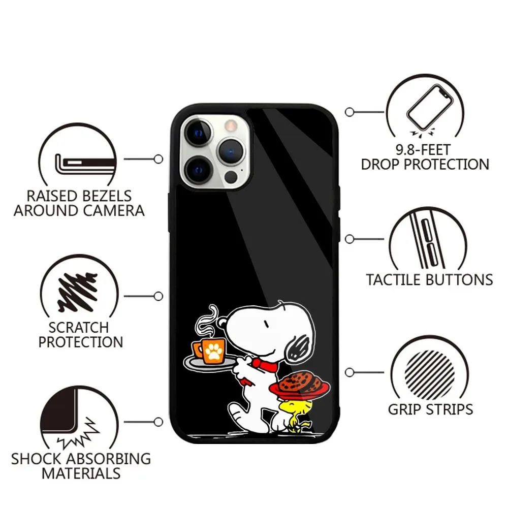 Color: Clear, Material: Denim - Anime Cartoon-S-Snoopy-s Phone Case For iPhone 16,15,14,13,12,11,Plus,Pro,Max,Mini Magsafe Magnetic Wireless Charging