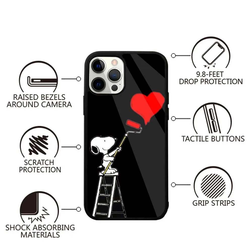 Color: Clear, Material: Denim - Anime Cartoon-S-Snoopy-s Phone Case For iPhone 16,15,14,13,12,11,Plus,Pro,Max,Mini Magsafe Magnetic Wireless Charging