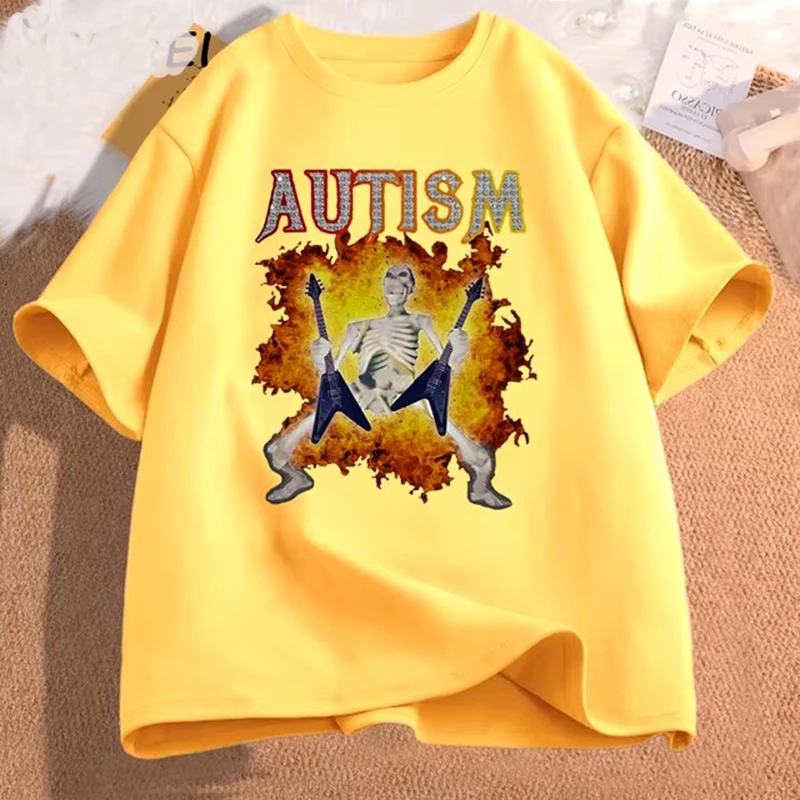 Color: Lavender, Size: M - Autistic Funny Skeleton T Shirt Women Men Autism Edgy Skeleton Meme T-shirt Casual Short Sleeve Tshirt Round Neck Clothes
