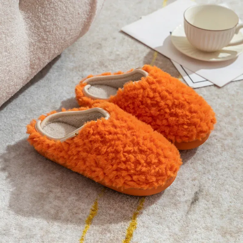Color: Beige, Shoe Size: 36-37, Ships From: CHINA - Gacimy Women's Winter Fuzzy Slippers Indoor Warm Soft Sole Fluffy Home Slides Plush Women Flat Shoes Couple Fur Cotton Slippers