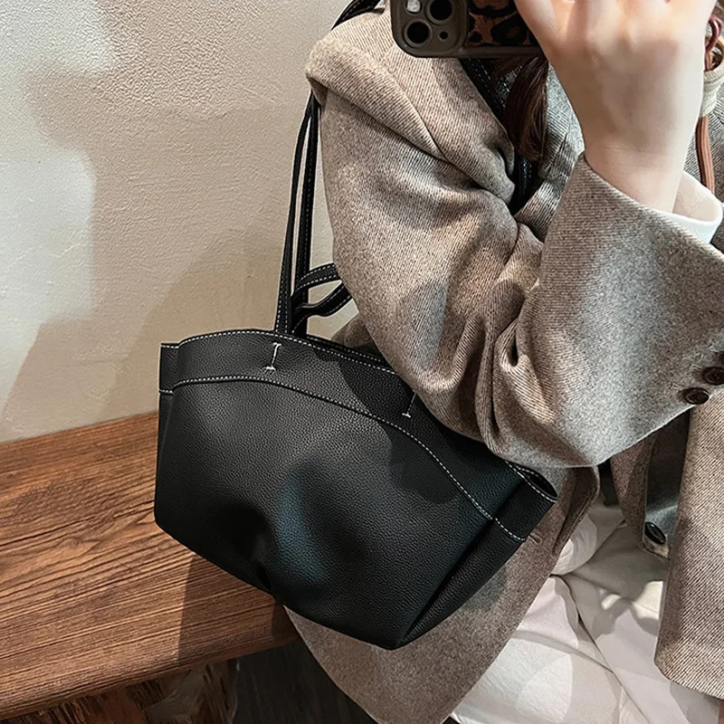 Color: Beige - Tote bag fashionable large capacity mother and child bag single shoulder portable shopping bag