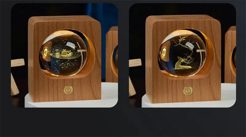 Beech Crystal Ball Night Light 3D Laser