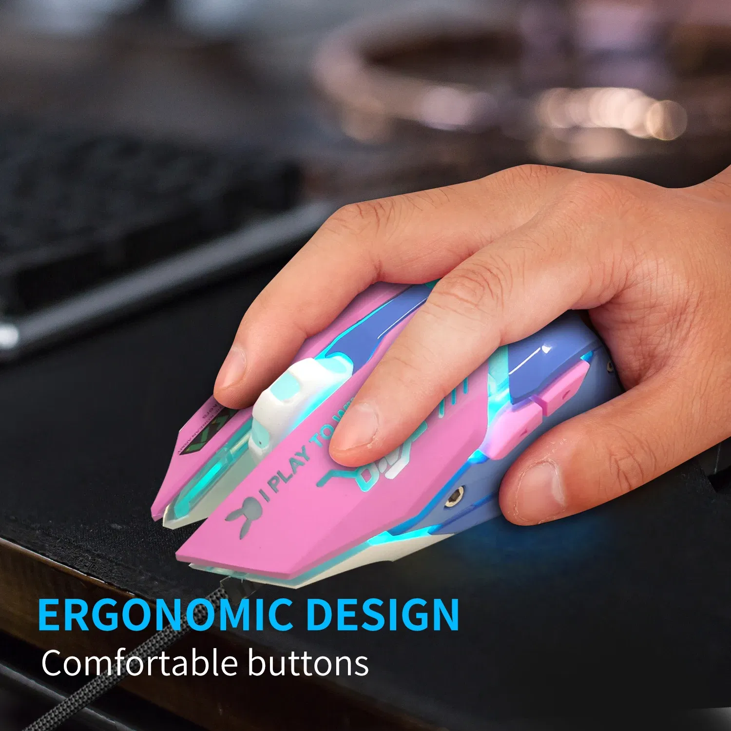 Color: green - 2400DPI Gaming Mouse Color Backlit Silent Mouse USB Wired Gaming Mouse Pink Computer Professional for Lol Data Laptop