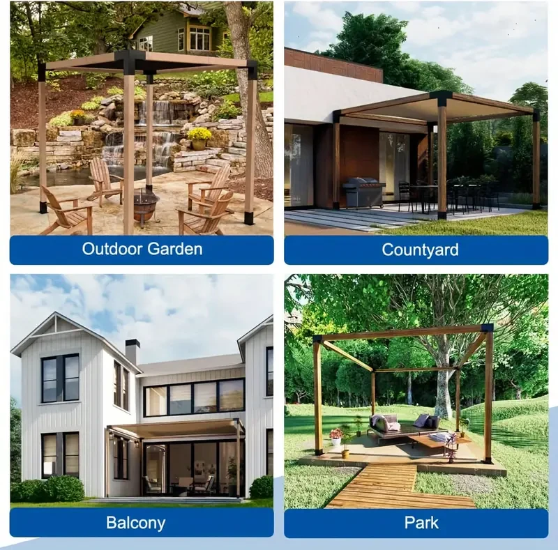 Pergola Kit, 3-Way Right Angle Pergola Brackets, 4pcs Elevated Wood Stand Kit with Screws for 4x4 (Actual: 8.89x8.89 cm) Lumber, Woodworks DIY Post Base Kit, Outdoor Pergola Hardware Kit