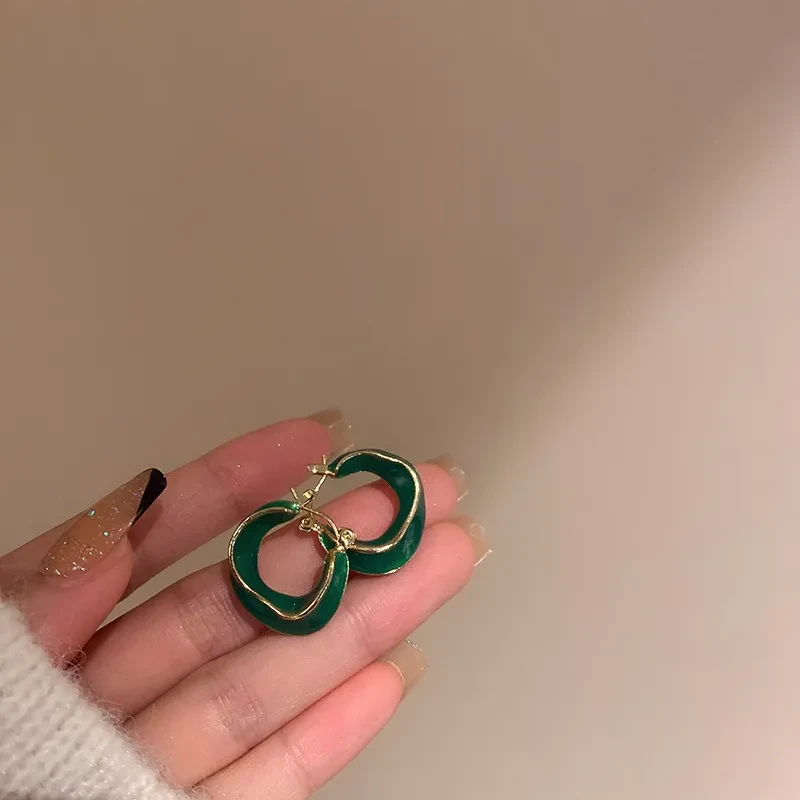 Dripping Glaze Geometric Irregular Round Earrings