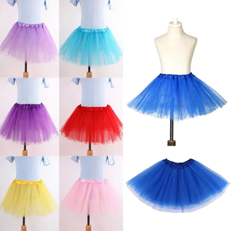 Color: green - Children Kids Girls Ballet Skirts Elastic Mesh Tutu Ballerina Dress Gymnastics Dancing Skirt Princess Pettiskirts