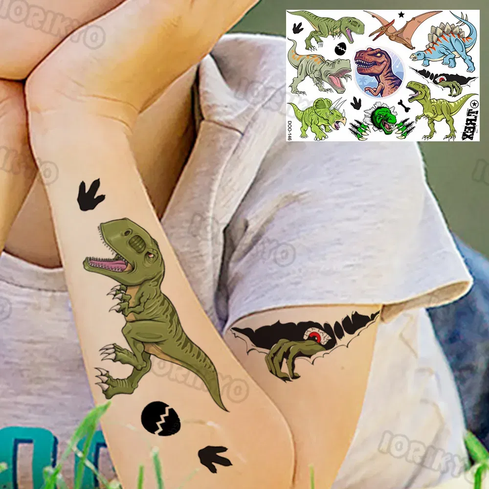 Color: green - Summer Style Temporary Tattoos For Kids Adult Boy Girl Fake Ice cream Tattoo Sticker Small Rock Flower Heart Tatoos Hands Finger
