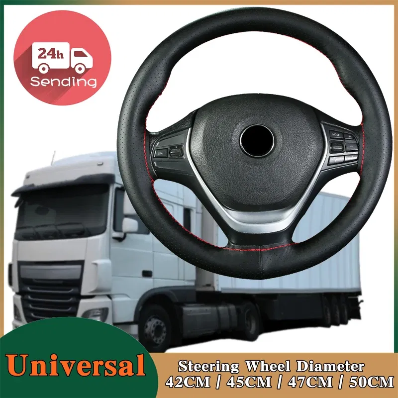 Color Name: PURPLE - DIY Extra Large Car Steering Wheel Braid Cover 42CM 45CM 47CM 50CM Microfiber Leather Soft Non-slip Auto Interior Accessories