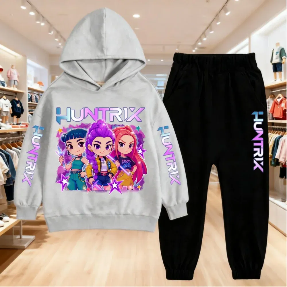 Color: Orange, Kid Size: 16 - 2025 KPop Demon Hunters Kids Hoodie Set Boys Teen Girls Hoody Sweatshirts With Pants Tracksuit Children's Autumn Clothing 2pcs