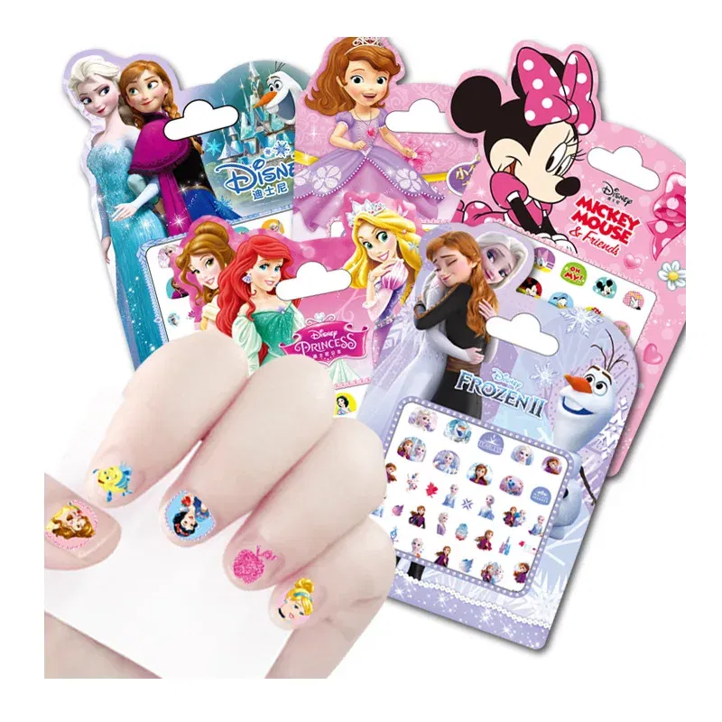 Color: WHITE - Random 1Pcs Disney Cartoon Frozen Princess Pooh Bear Snow White Makeup Nail Stickers Minnie Mickey Mermaid Stitch Stickers Toy