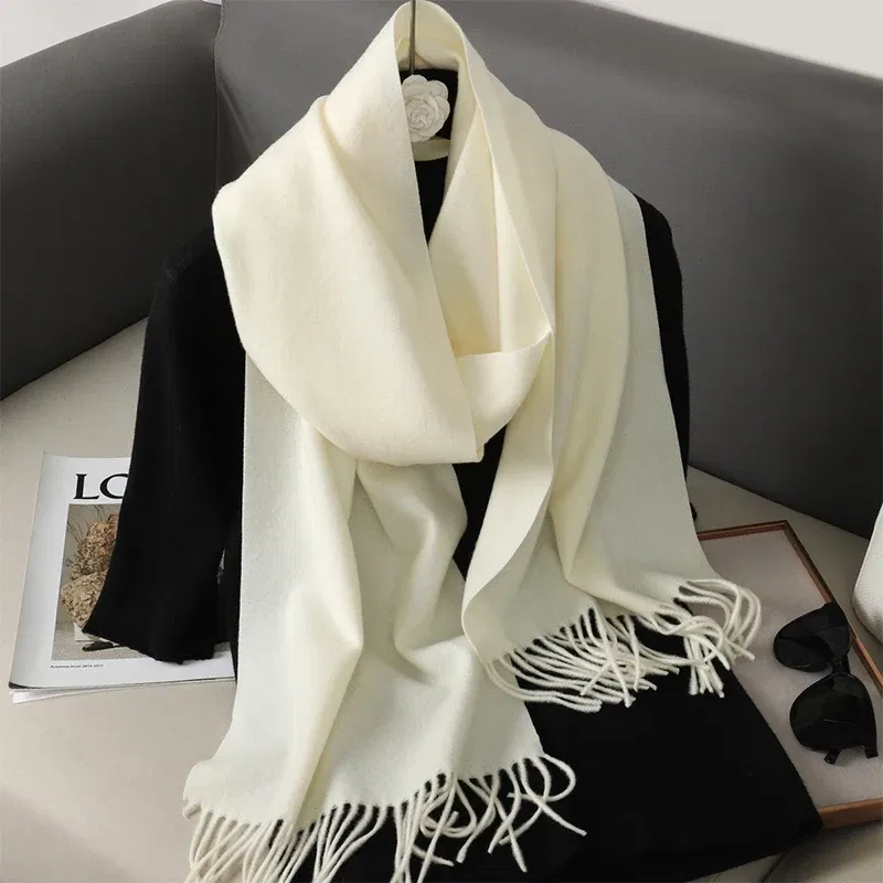 Color: MULTI - New 62 Color Winter Scarf For Women Long Warm Cashmere Scarves Hijab Solid Lady Shawl Wrap Female Pashmina Bandana Head Scarfs