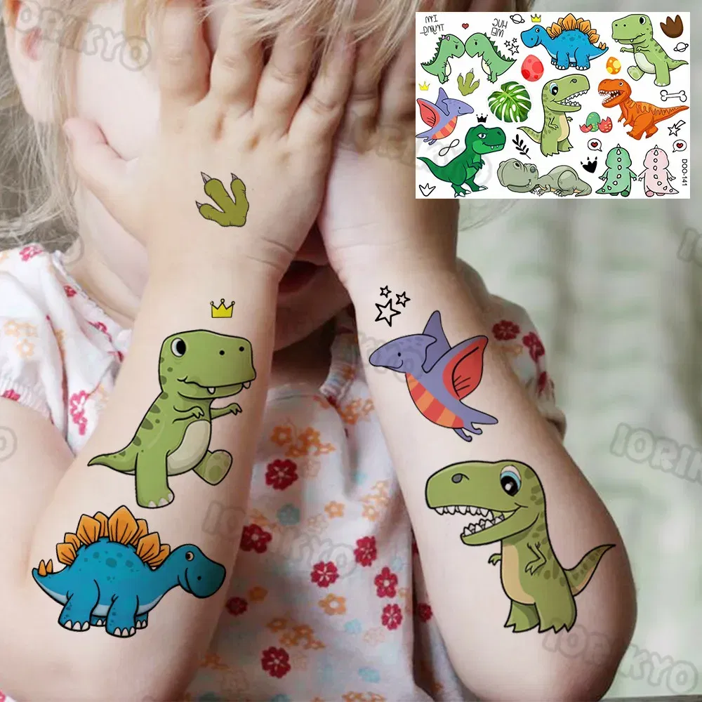 Color: PURPLE - Cute Small Bus Car Temporary Tattoos For Kids Boys Girls Baby Child Cute Dinosaur Tattoo Sticker Funny Fake Star Tatoo Face Hand