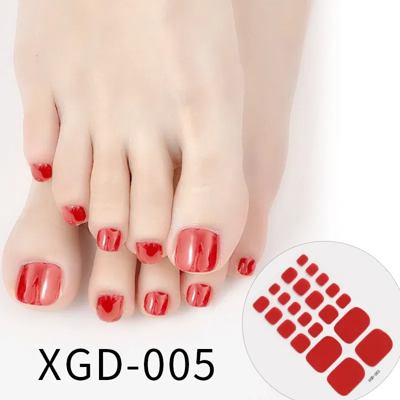 Color: Blue White - Dropshipping 22tips/Sheet Color Toe Nail Polish Stickers/Strips Fake Nails Toenail Wraps Nail Art Nail Adhesive Self-Adhesive