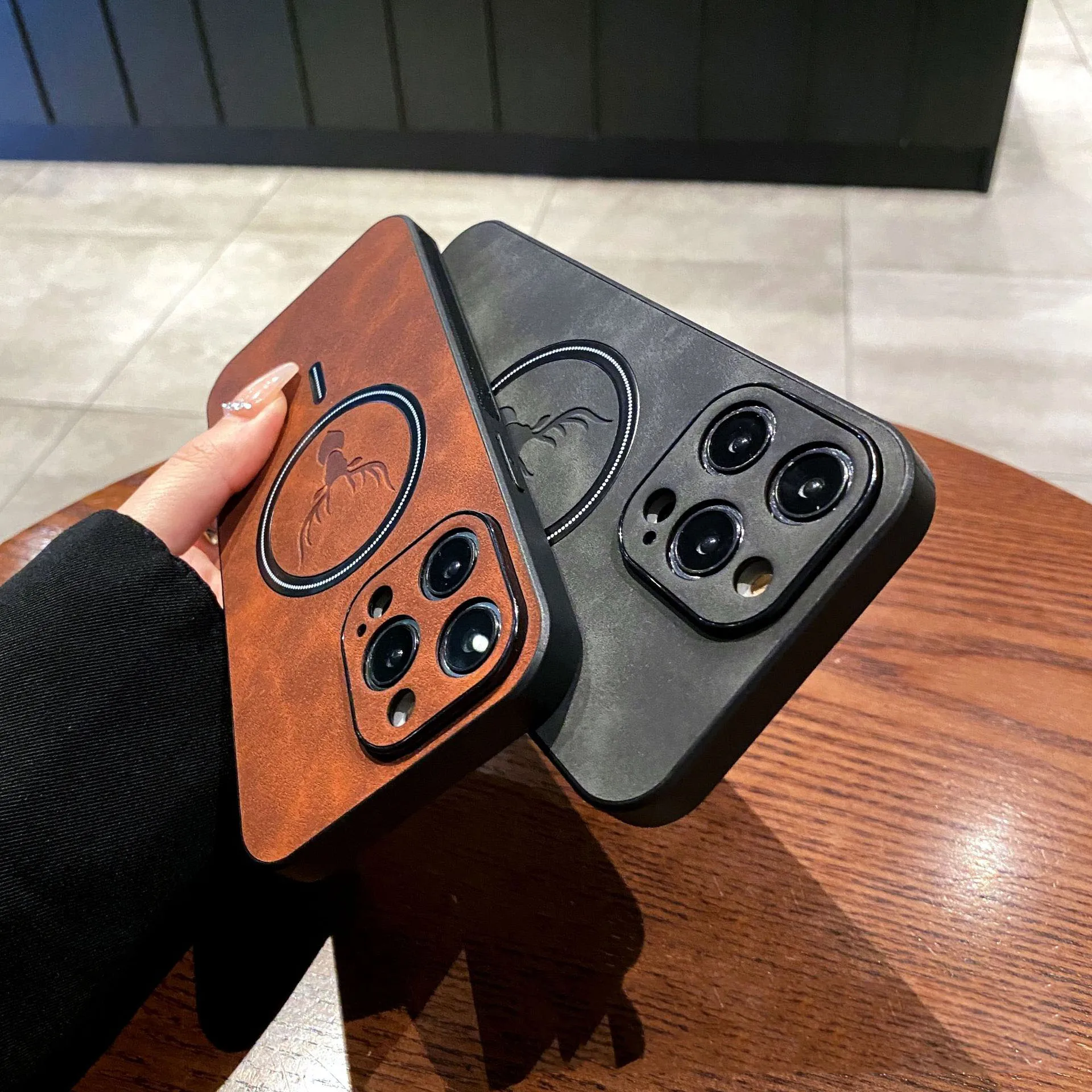 Material: Microfiber, Color: Dark Brown - Luxury For Magsafe Wireless Charging Phone Case For iPhone 15 Pro 14 Plus 13 12 11 Pro Max Elk Magnetic Bumper Protective Cover