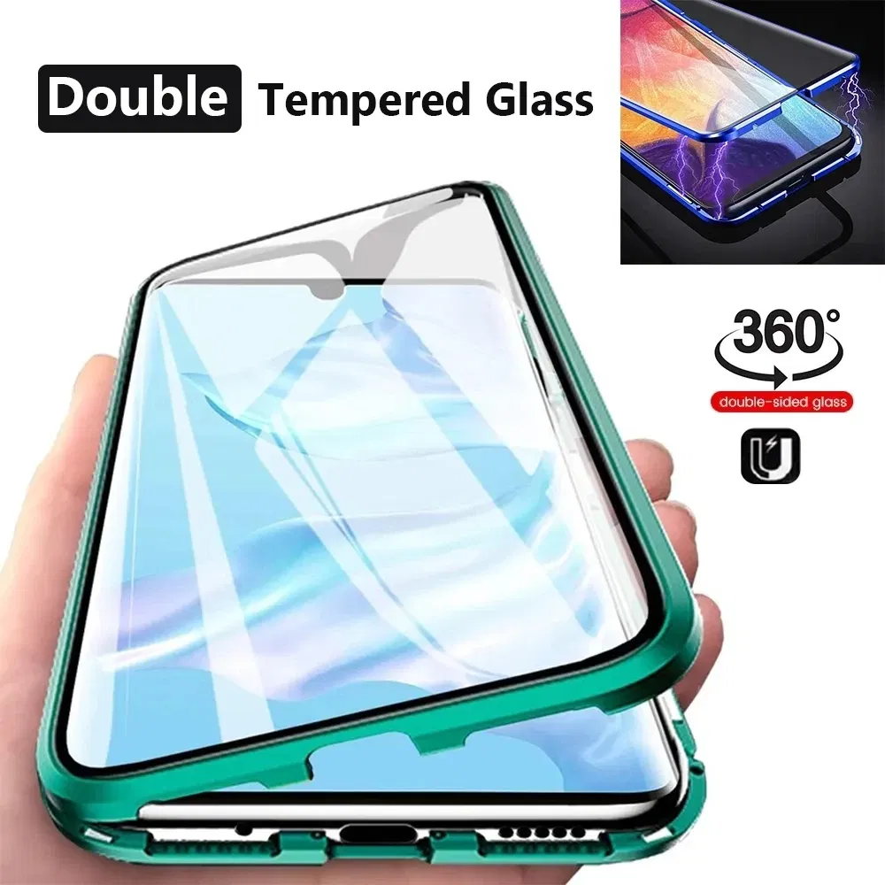 Color: Silver, Bundle: Case & Screen Protector, Material: Nylon - 360 Full Protection Metal Magnetic Case For Honor X9b X6 X8A 5G X9 4G X9A 5G Double-Sided Glass Transparent Cover Cases