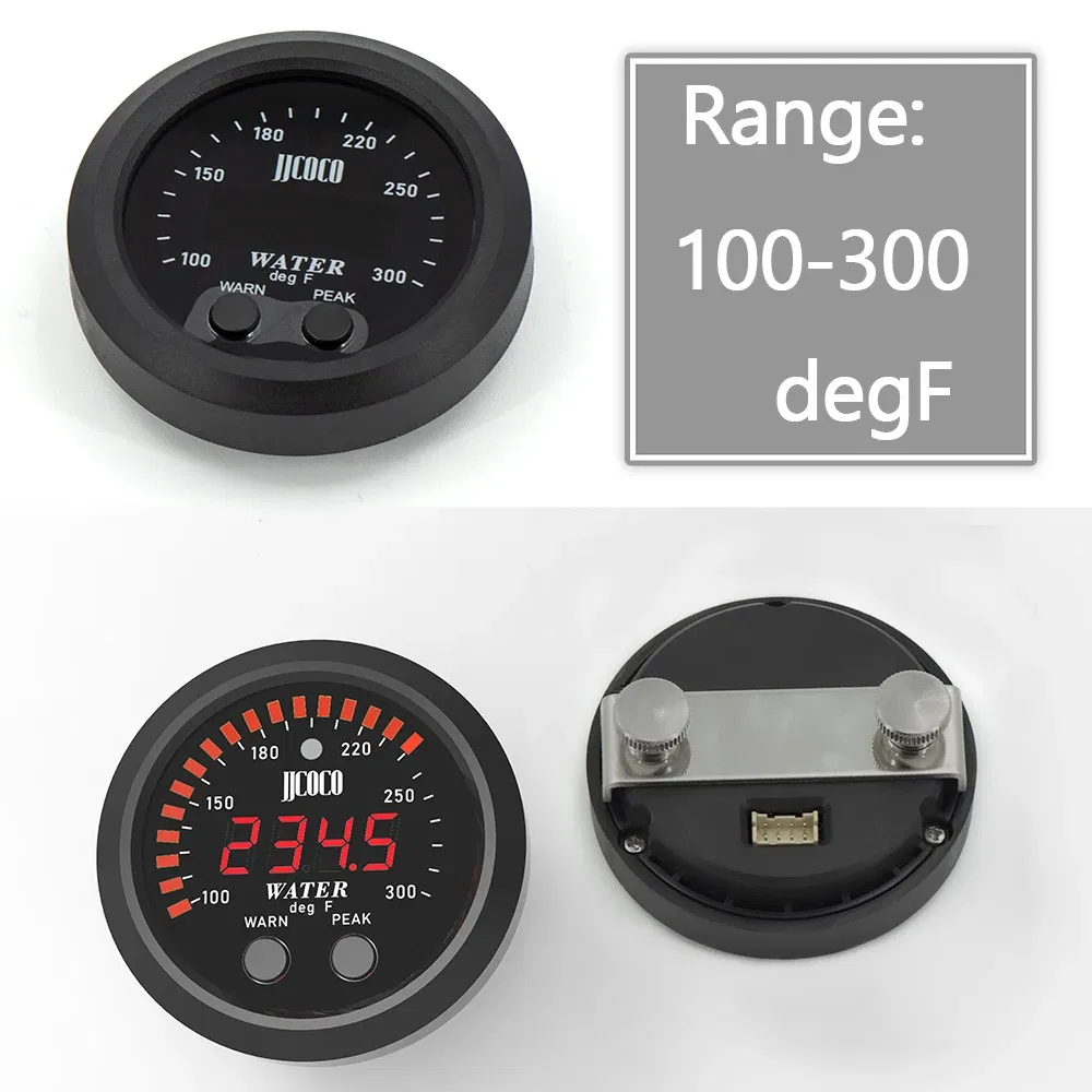 Color: Ivory - 52MM 12v Racing Car Ultra-thin Water Temperature Gauge And Water Temp Joint Pipe Sensor Adapter 1/8NPT