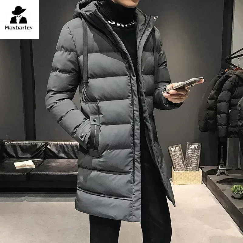 Color: Beige, Size: 7XL - Men Long Down Jackets Winter Coats Chaquetas Hooded Casual Winter Parkas High Quality Male Green Warm Parkas Coats Size 8XL