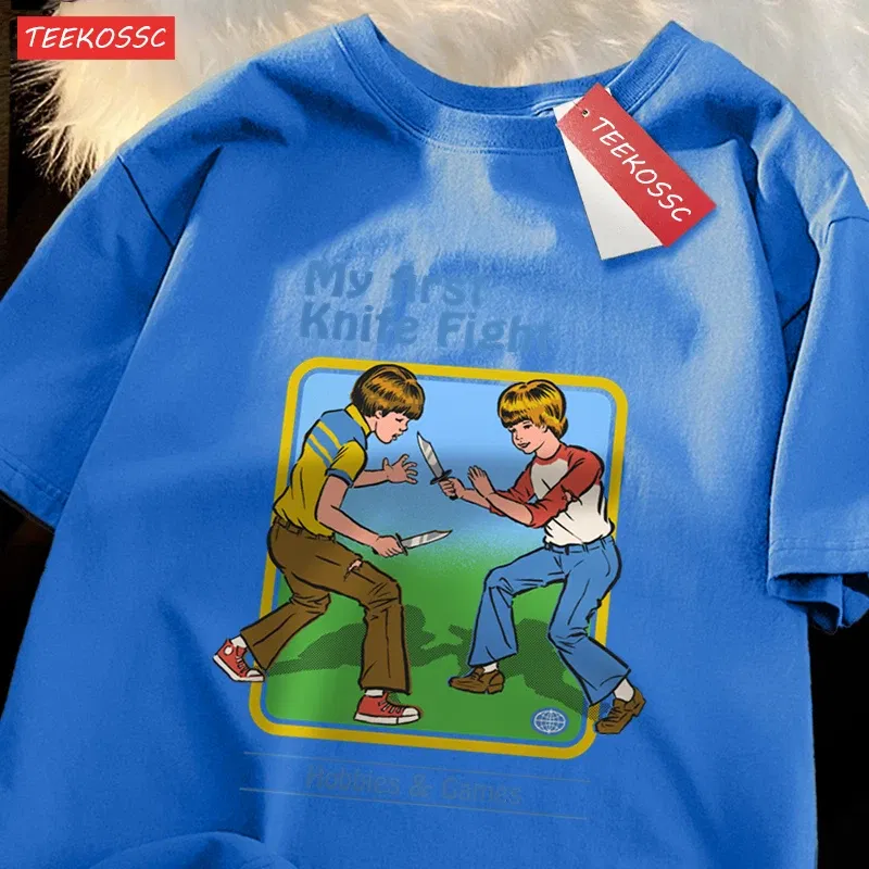 Color: Yellow, Size: S - My First Knife Fight Hobbies Games Print Tshirts Men Women Soft Short Sleeve Summer Casual Cotton Oversized Loose Street T Shirt