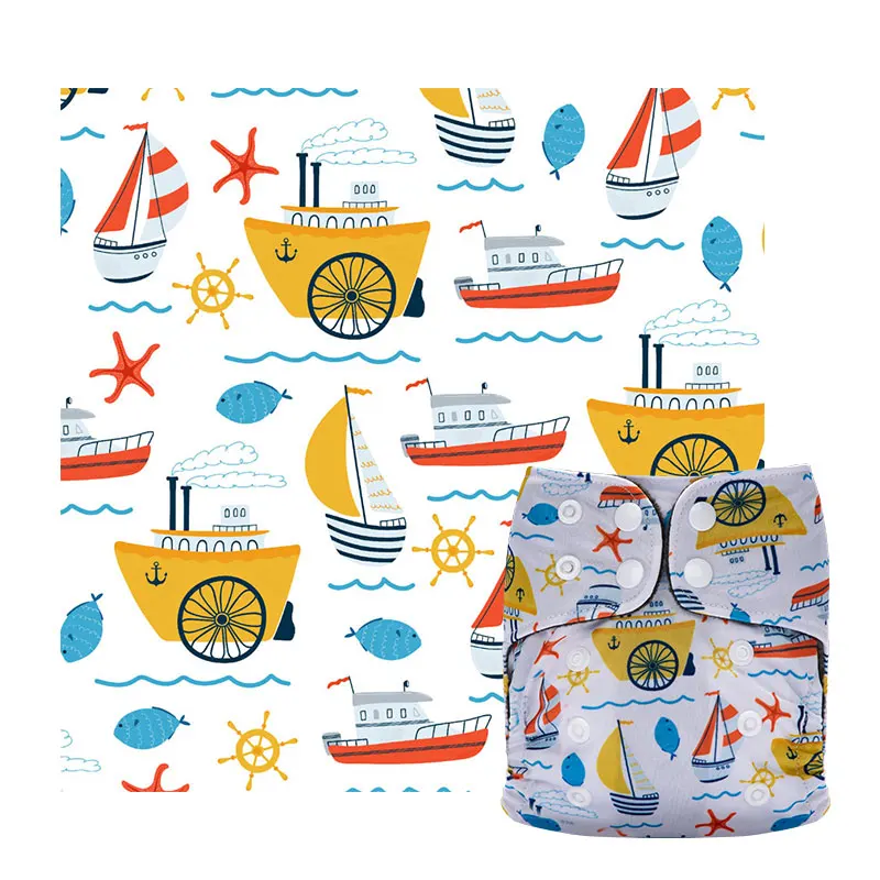 Color: SKY BLUE - 1Mx1.5M Pul Fabric Waterproof Washable TPU Handmade Polyester Fabric By The Meter Fashion DIY Cloth Diaper Material for Kids