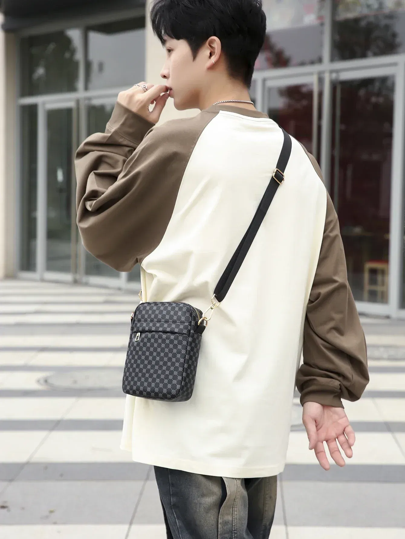 Color: Orange - VC Men's Classics Mini Shoulder Bag Coin Purses Lightweight PU Leather Shoulder Bags for Men Small Men Crossbody Bag