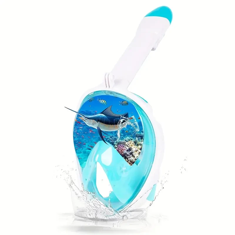 Full Face Snorkeling Mask With Panoramic View, Safe Breathing, Anti-Fog, Anti-Leakage And Camera Retention-Perfect For Adults And Swimmers Alike