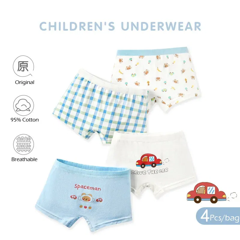 Color: black, Kid Size: 6 - Kids Boys Underwear Spring Newest Baby Underpants Children 4pcs Cotton Briefs Boys Boxer Shorts Baby Underwear