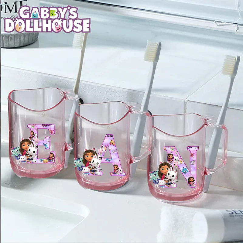 Color: Orange, Size: Other - Gabby Dollhouse Letter A-Z Print Water Cup ABS Tooth Brushing Cups Anime Kawaii Cat Kids Toothglass Cups Kids Birthday Gift