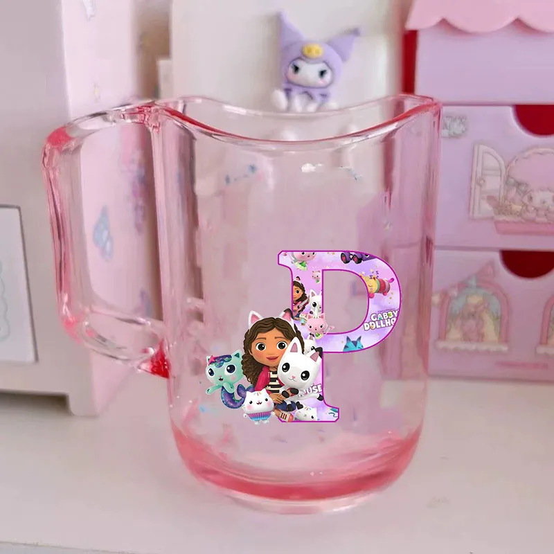 Color: Orange, Size: Other - Gabby Dollhouse Letter A-Z Print Water Cup ABS Tooth Brushing Cups Anime Kawaii Cat Kids Toothglass Cups Kids Birthday Gift