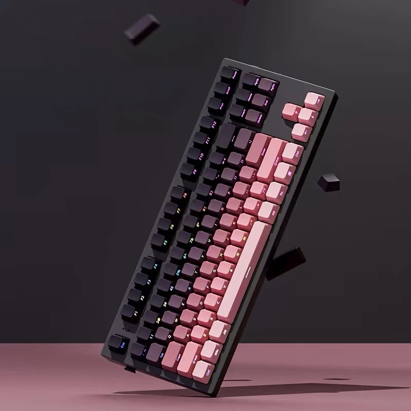 Color: BROWN - Gradient Keycaps Side Printed Shine Through PBT Double Shot OEM Profile for MX Switches Gaming Keyboard 130+key caps