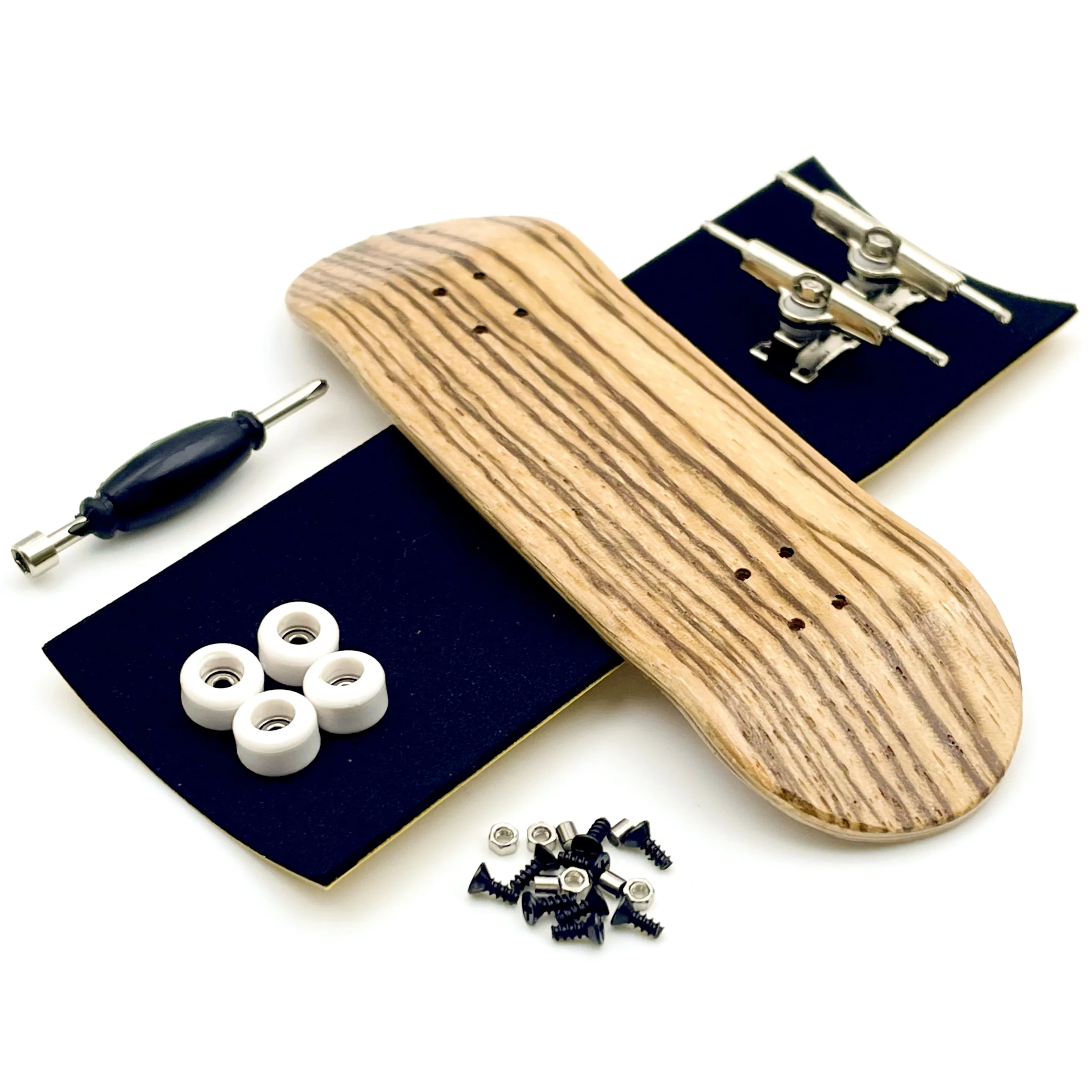 Color: WHITE - 32mm Fingerboard Set with Maple Wooden Deck Metal Trucks Bearing Wheels