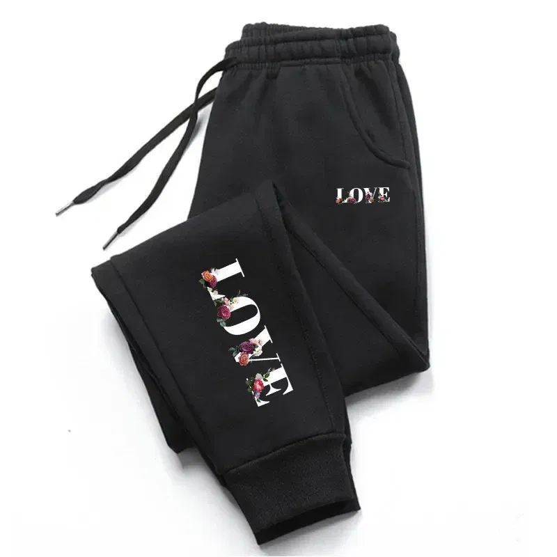 Color: black, Size: XXL - Womens Tracksuit Trousers New LOVE Letter Print Street Luxury Sweatpants Daily Casual Simplicity Versatile Jogging Sport Pants