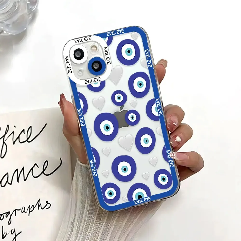Color: Dark Grey, Material: Plastic - Blue Evil Eye Phone Case For Samsung Galaxy S10 S20 S21 S22 S23 S24 FE Plus Ultra Note 20 Transparent TPU Case