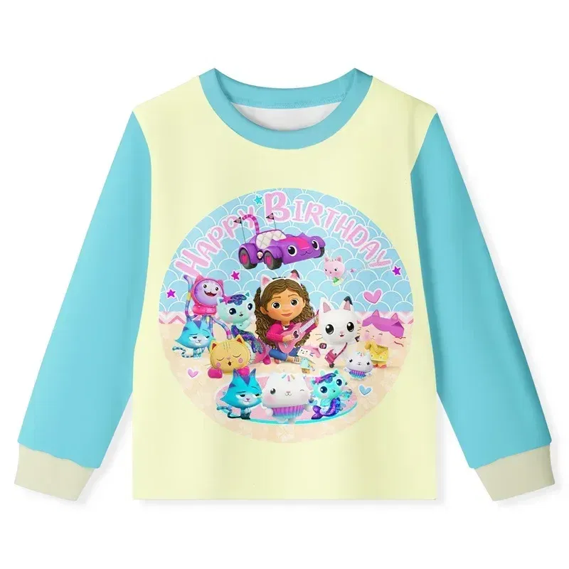 Color: Pink, Size: S - 2024 Cotton Gabbys Cats Pajamas girls clothes cute Gabby's Dollhouse Sets girl Top+pant Sets Toddler Clothing Baby Clothes