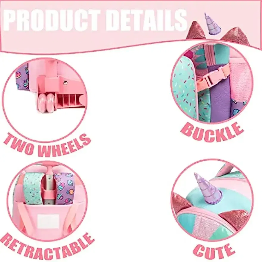 Color: PURPLE, Ships From: CHINA - BIKAB Kids Rolling Backpack for Girls Cute Sequin Cat Backpacks with Wheels for Elementary Students with Lunch Box for Girls