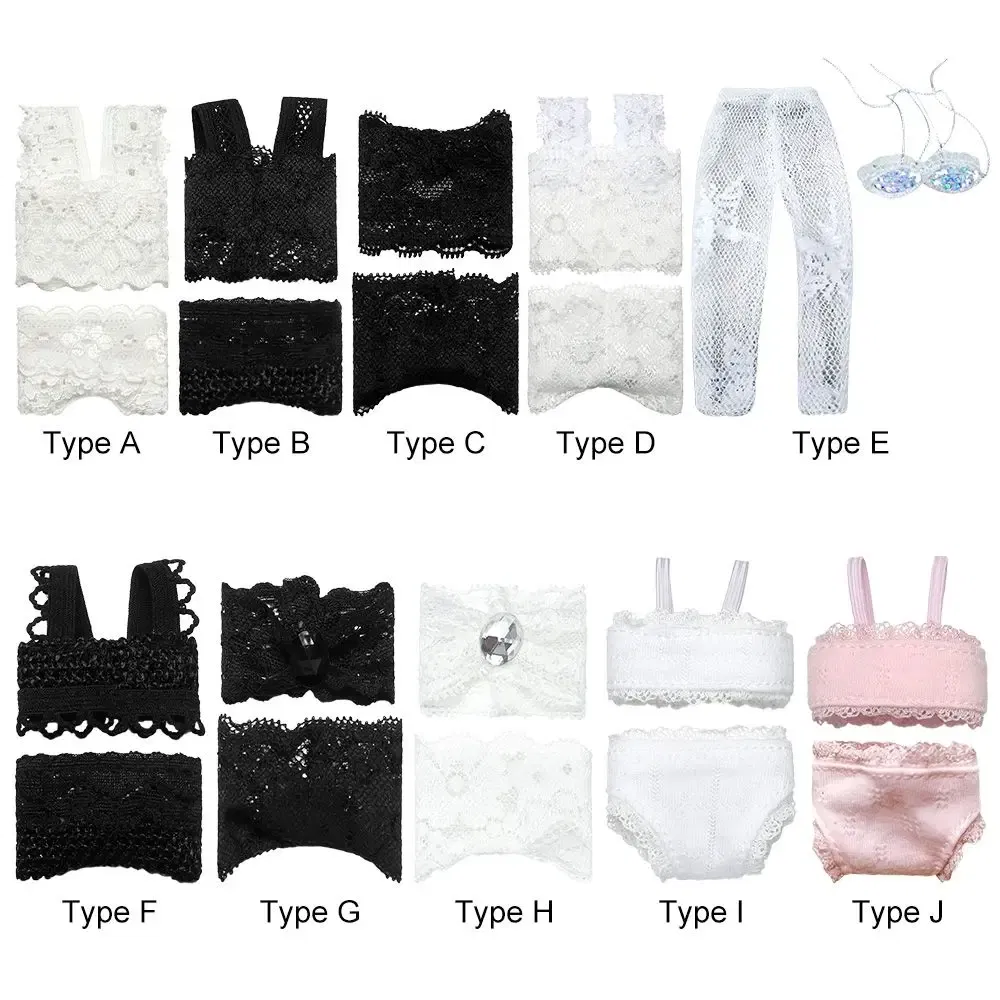 Color: Navy Blue - 1Set Soft Lace Underwear Bra Briefs For 30CM Doll 1/6 Knickers For Blythe 1/6 BJD Dolls Top Underpant For Dollhouse Kids Toy