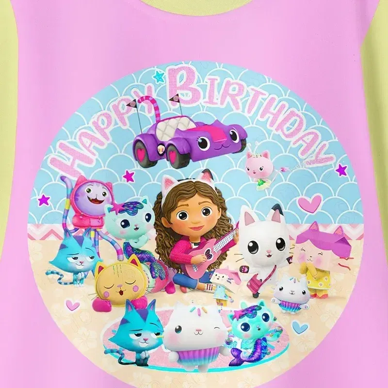 Color: Pink, Size: 3" - 2024 Cotton Gabbys Cats Pajamas girls clothes cute Gabby's Dollhouse Sets girl Top+pant Sets Toddler Clothing Baby Clothes