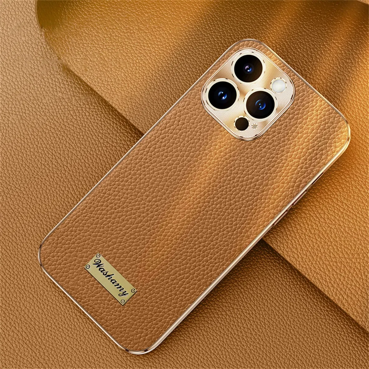 Color: SKY BLUE, Compatible-Phone Models: For iPhone 13 - Luxury Genuine Leather Phone Case For iPhone 15 14 13 Pro Max Plating Soft Silicone Frame Shockproof Cover For iPhone 16 Pro Max