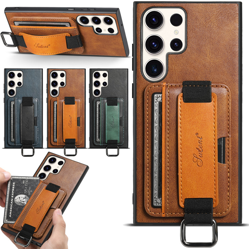 Color: Brown, Material: Microfiber - Leather Wallet Phone Case For Samsung Galaxy S24 S23 S22 FE Ultra Plus A53 A54 A13 A14 A24 A34 Note20Ultra Card Holder Cover