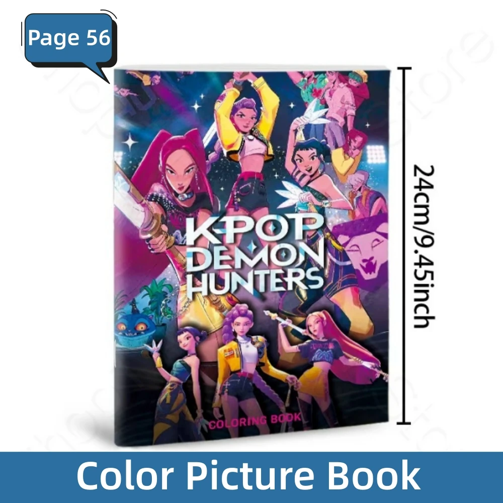 Color: Brown - KPop Demon Hunter Coloring Books Anime Cartoon Line Drawing Children's Sketch Picture Book Kid's Birthday Gift / Christmas Gift