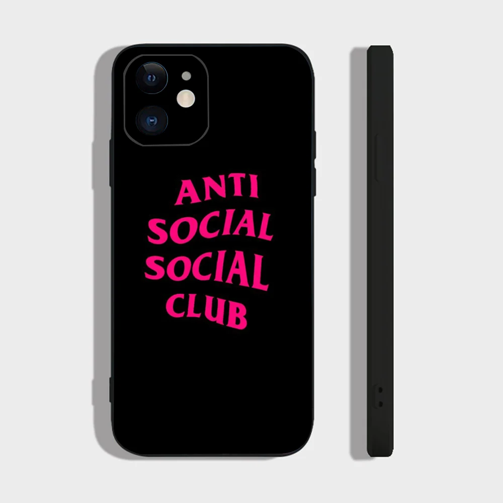 Color: Gold, Material: EVA - Anti Social Social Club Phone Case For IPhone 16 15 14 13 Pro Max 11 12 Mini X Xs XR Se 2022 Black Silicone Cover