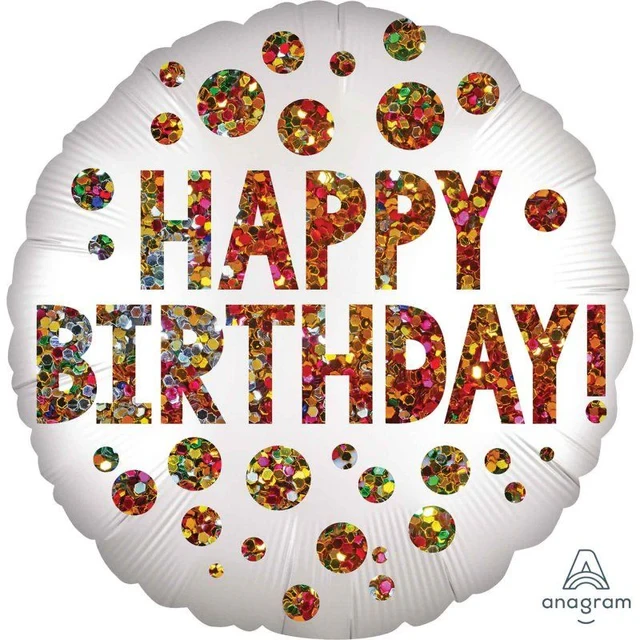 Foil Balloon - Standard Satin XL Satin Infused Happy Birthday Sequins (45cm)